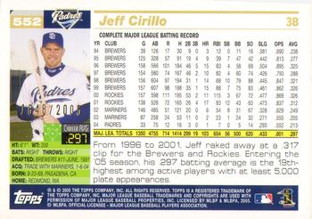 2005 Topps - Gold #552 Jeff Cirillo Back