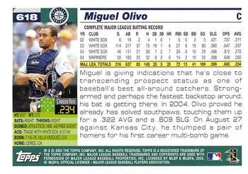 2005 Topps - Gold #618 Miguel Olivo Back