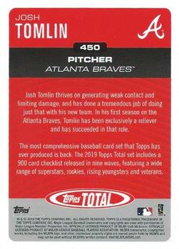 2019 Topps Total #450 Josh Tomlin Back