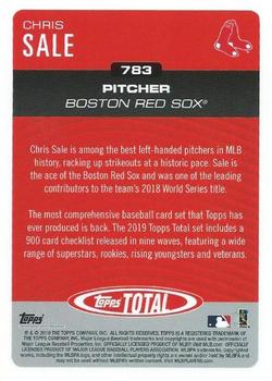 2019 Topps Total #783 Chris Sale Back