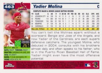 2005 Topps Chrome - Refractors #463 Yadier Molina Back