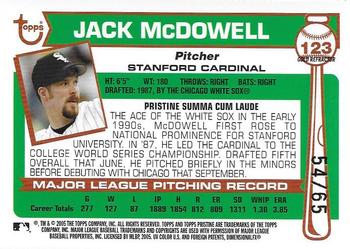 2005 Topps Pristine Legends - Gold Refractors #123 Jack McDowell Back