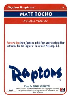2012 Grandstand Ogden Raptors #NNO Matt Togno Back