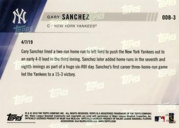 2019 Topps Now Road to Opening Day Bonus #ODB-3 Gary Sanchez Back