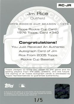 2005 Topps Rookie Cup - Autographs Silver #RC-JR Jim Rice Back