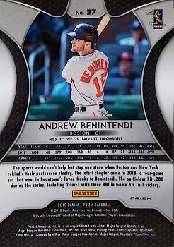 2019 Panini Prizm - Blue #37 Andrew Benintendi Back