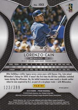 2019 Panini Prizm - Blue Mojo #193 Lorenzo Cain Back