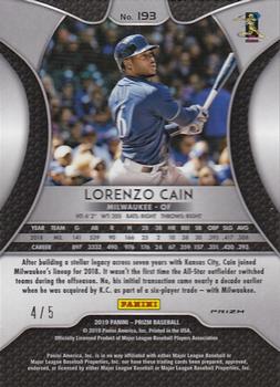 2019 Panini Prizm - Forest Green Flash #193 Lorenzo Cain Back