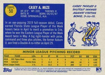 2019 Topps Heritage Minor League #50 Casey Mize Back