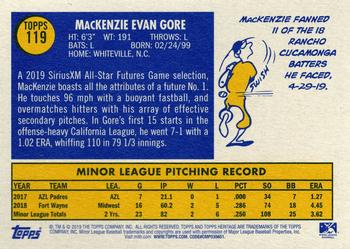 2019 Topps Heritage Minor League #119 MacKenzie Gore Back