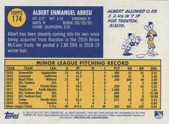 2019 Topps Heritage Minor League #174 Albert Abreu Back