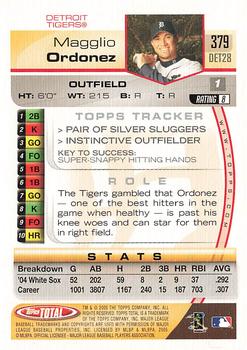 2005 Topps Total - Silver #379 Magglio Ordonez Back