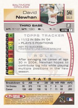 2005 Topps Total - Silver #541 David Newhan Back