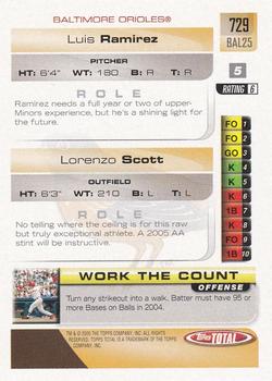 2005 Topps Total - Silver #729 Luis Ramirez / Lorenzo Scott Back
