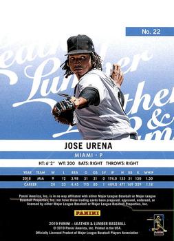 2019 Panini Leather & Lumber - Embossed Gold Proof #22 Jose Urena Back