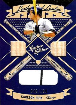 2019 Panini Leather & Lumber - Leather and Lumber Triple Relics-Bats Gold #LLT-CF Carlton Fisk Front