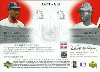 2005 UD Ultimate Signature Edition - Signs of October Dual Autograph #OCT-GB Bob Gibson / Lou Brock Back