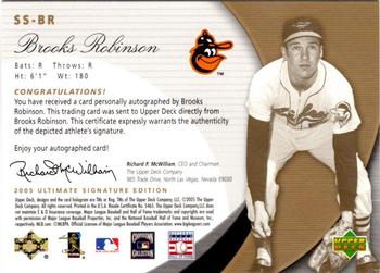2005 UD Ultimate Signature Edition - Supremacy #SS-BR Brooks Robinson Back