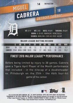 2019 Finest - Refractor #14 Miguel Cabrera Back