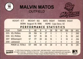 2019 Choice Medusas de Lakewood #16 Malvin Matos Back