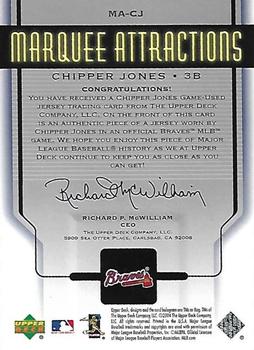 2005 Upper Deck - Marquee Attractions #MA-CJ Chipper Jones Back