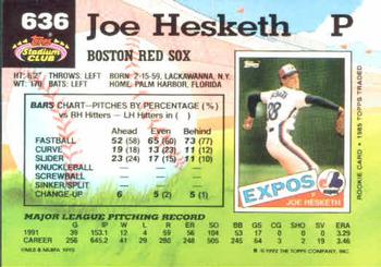 1992 Stadium Club #636 Joe Hesketh Back