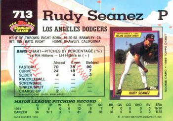 1992 Stadium Club #713 Rudy Seanez Back