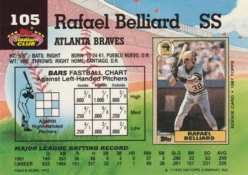 1992 Stadium Club #105 Rafael Belliard Back