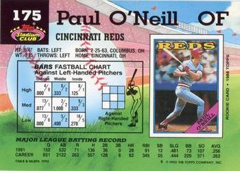 1992 Stadium Club #175 Paul O'Neill Back