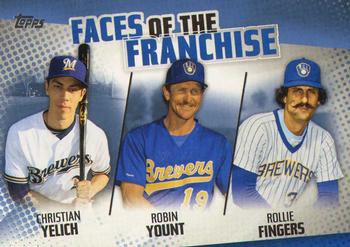 2019 Topps - Faces of the Franchise Blue #FOF-16 Rollie Fingers / Robin Yount / Christian Yelich Front