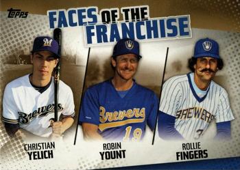 2019 Topps - Faces of the Franchise Gold #FOF-16 Rollie Fingers / Robin Yount / Christian Yelich Front