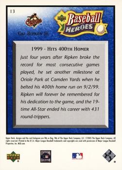 2005 Upper Deck Baseball Heroes - Blue #13 Cal Ripken Jr. Back