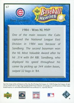 2005 Upper Deck Baseball Heroes - Blue #67 Ryne Sandberg Back