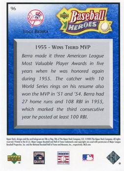 2005 Upper Deck Baseball Heroes - Blue #96 Yogi Berra Back