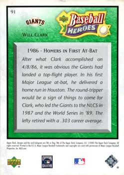 2005 Upper Deck Baseball Heroes - Emerald #91 Will Clark Back