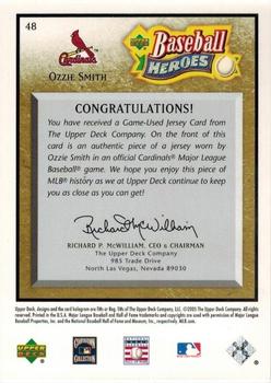 2005 Upper Deck Baseball Heroes - Memorabilia Bronze #48 Ozzie Smith Back