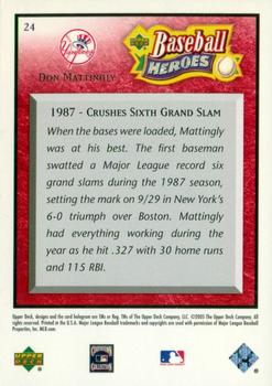 2005 Upper Deck Baseball Heroes - Red #24 Don Mattingly Back