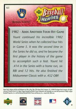 2005 Upper Deck Baseball Heroes - Red #61 Robin Yount Back