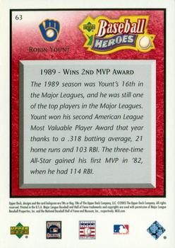 2005 Upper Deck Baseball Heroes - Red #63 Robin Yount Back