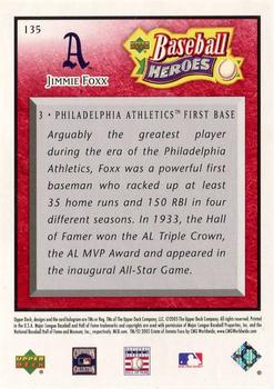 2005 Upper Deck Baseball Heroes - Red #135 Jimmie Foxx Back