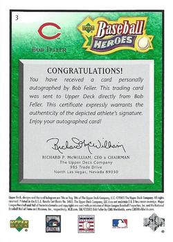 2005 Upper Deck Baseball Heroes - Signature Emerald #3 Bob Feller Back