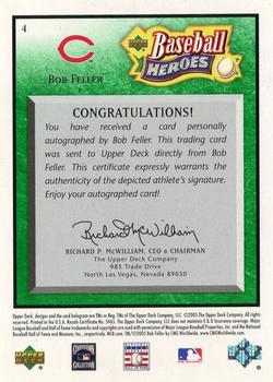 2005 Upper Deck Baseball Heroes - Signature Emerald #4 Bob Feller Back