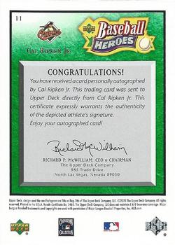 2005 Upper Deck Baseball Heroes - Signature Emerald #11 Cal Ripken Jr. Back