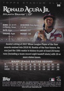 2019 Stadium Club - Red Foil #56 Ronald Acuña Jr. Back