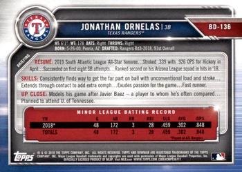 2019 Bowman Draft #BD-136 Jonathan Ornelas Back
