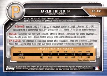2019 Bowman Draft #BD-161 Jared Triolo Back