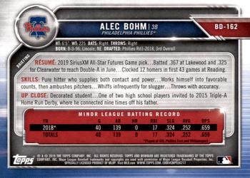 2019 Bowman Draft #BD-162 Alec Bohm Back
