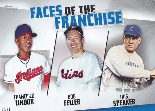 2019 Topps Faces of the Franchise 5x7 #FOF-9 Francisco Lindor / Bob Feller / Tris Speaker Front