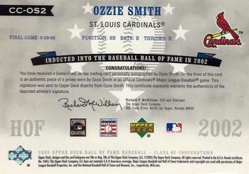 2005 Upper Deck Hall of Fame - Class of Cooperstown Autograph-Material Silver #CC-OS2 Ozzie Smith Back