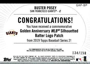 2019 Topps - MLB Logo Golden Anniversary Manufactured Patch 150th Anniversary #GAP-BP Buster Posey Back